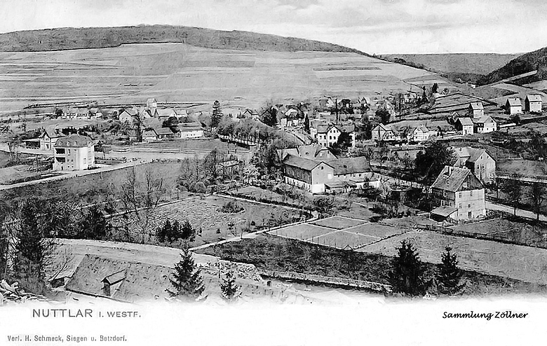  Nuttlar mit Bahnhof (links) im Jahr 1906